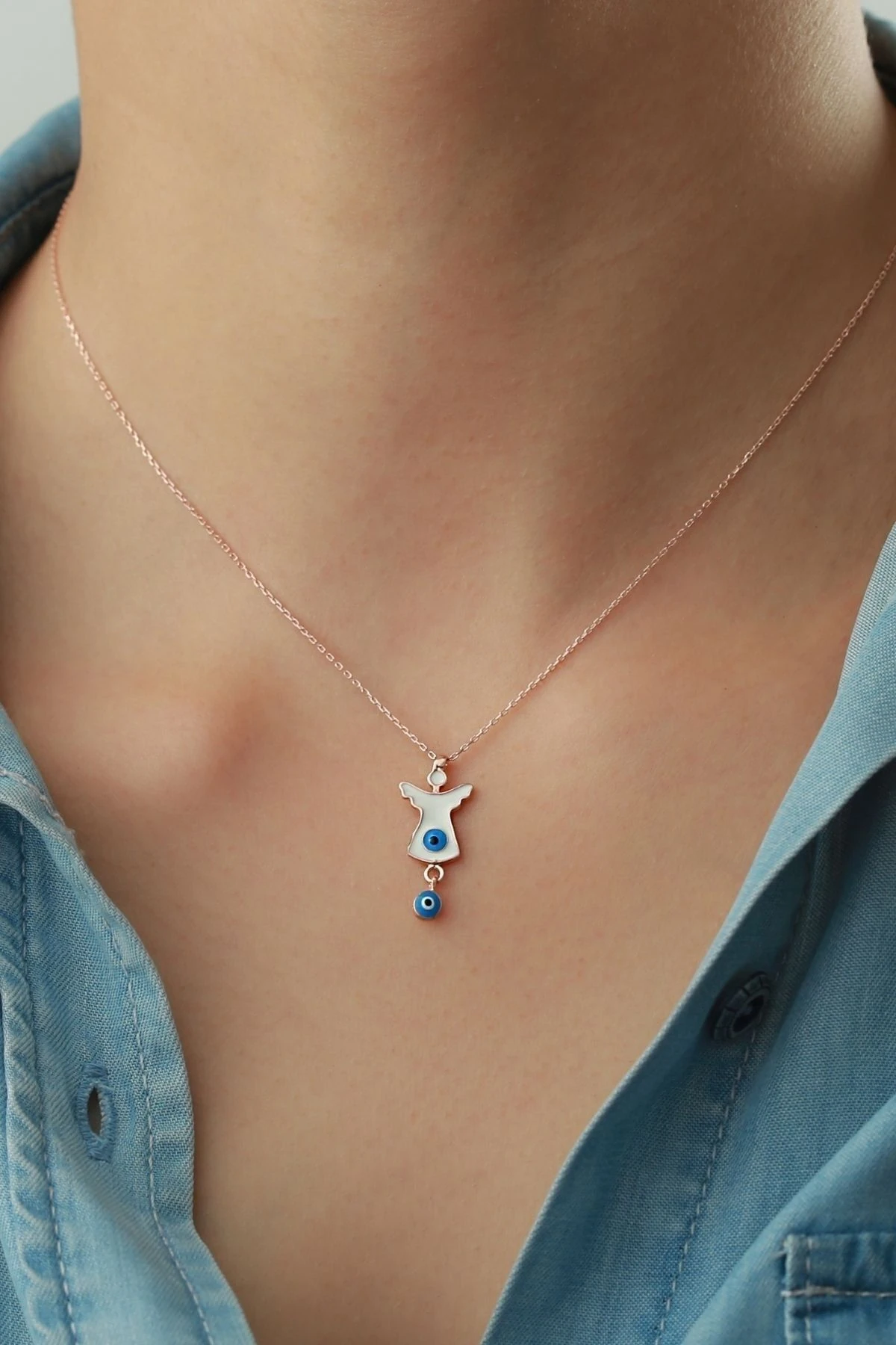 Nazar Boncuklu Melek Kolye