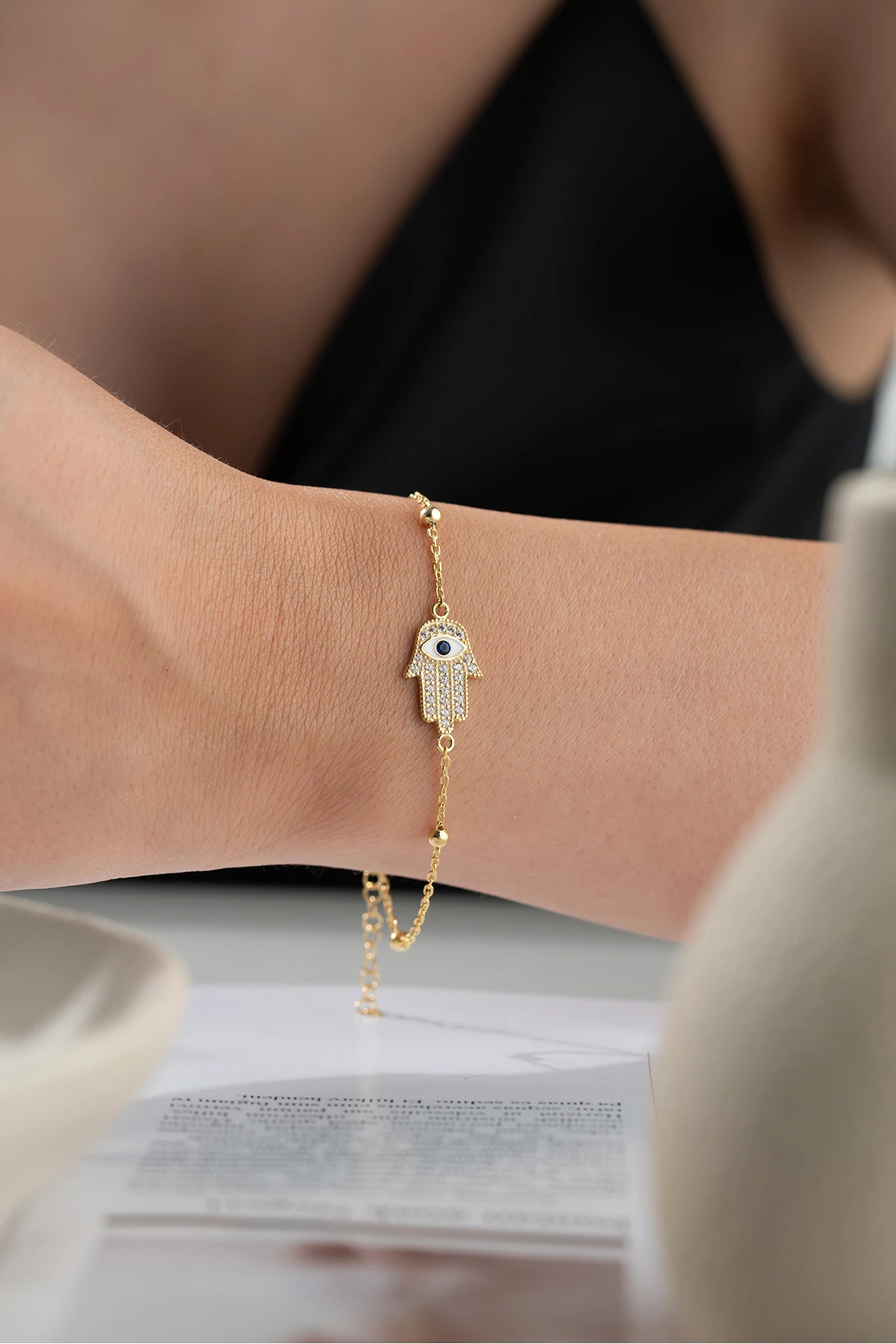 Gümüş Fatma Ana Eli Taşlı Bileklik