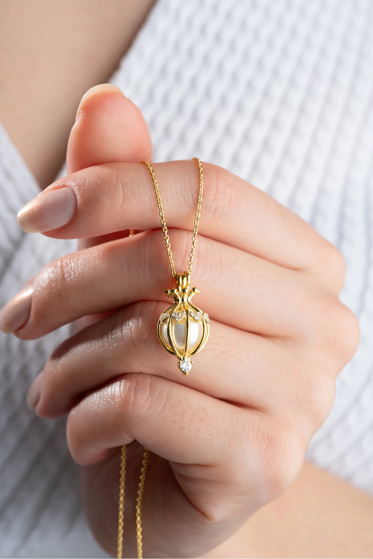 Gümüş Saklı İnci Kolye