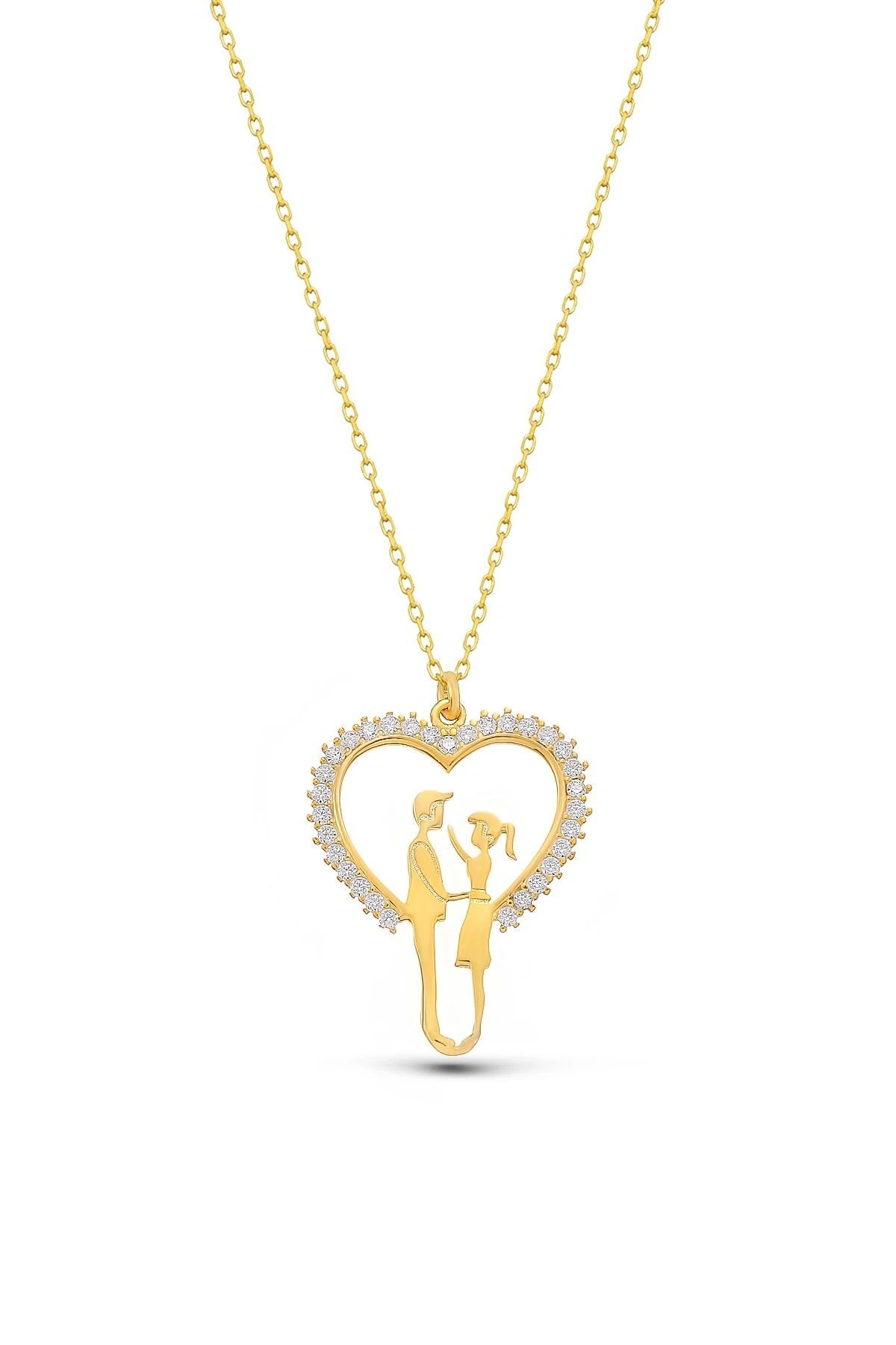 Gümüş Mutlu Çift Kalp Kolye