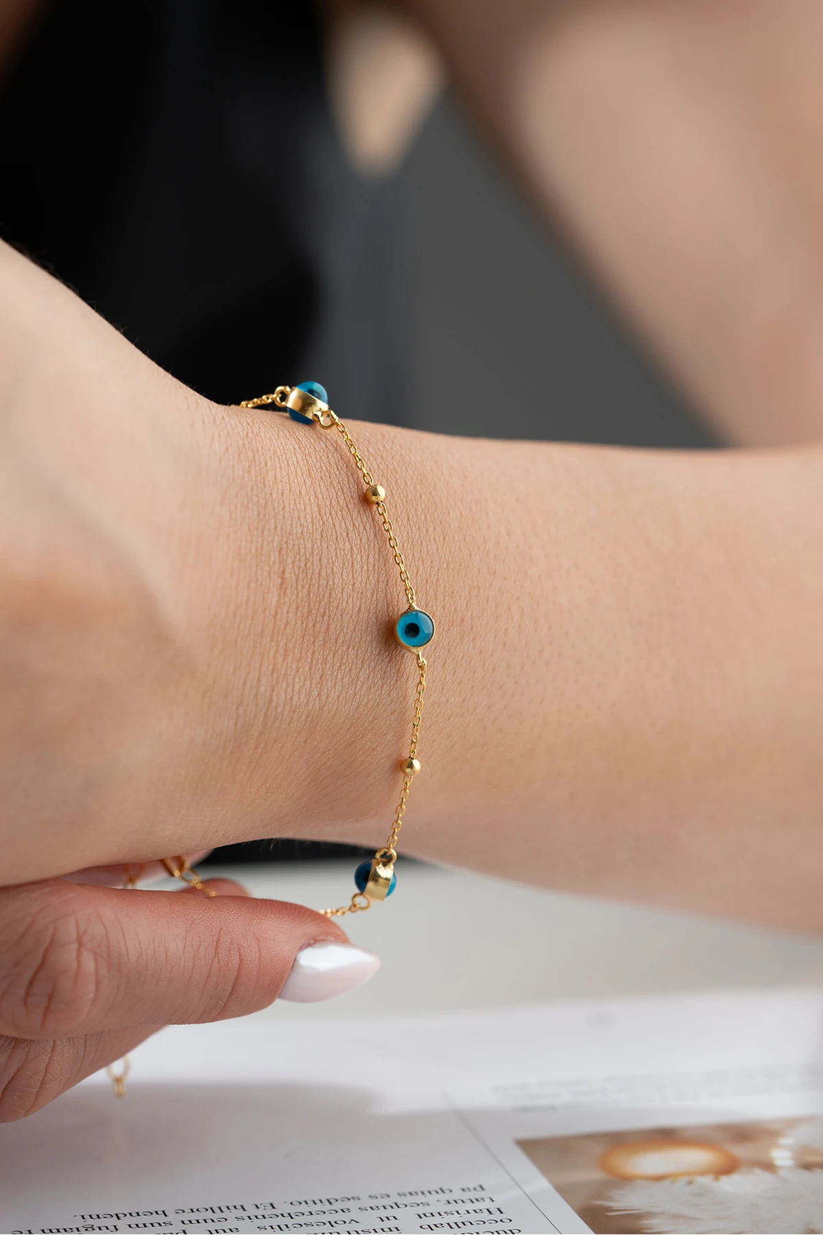 Gümüş Nazar Boncuklu Bileklik