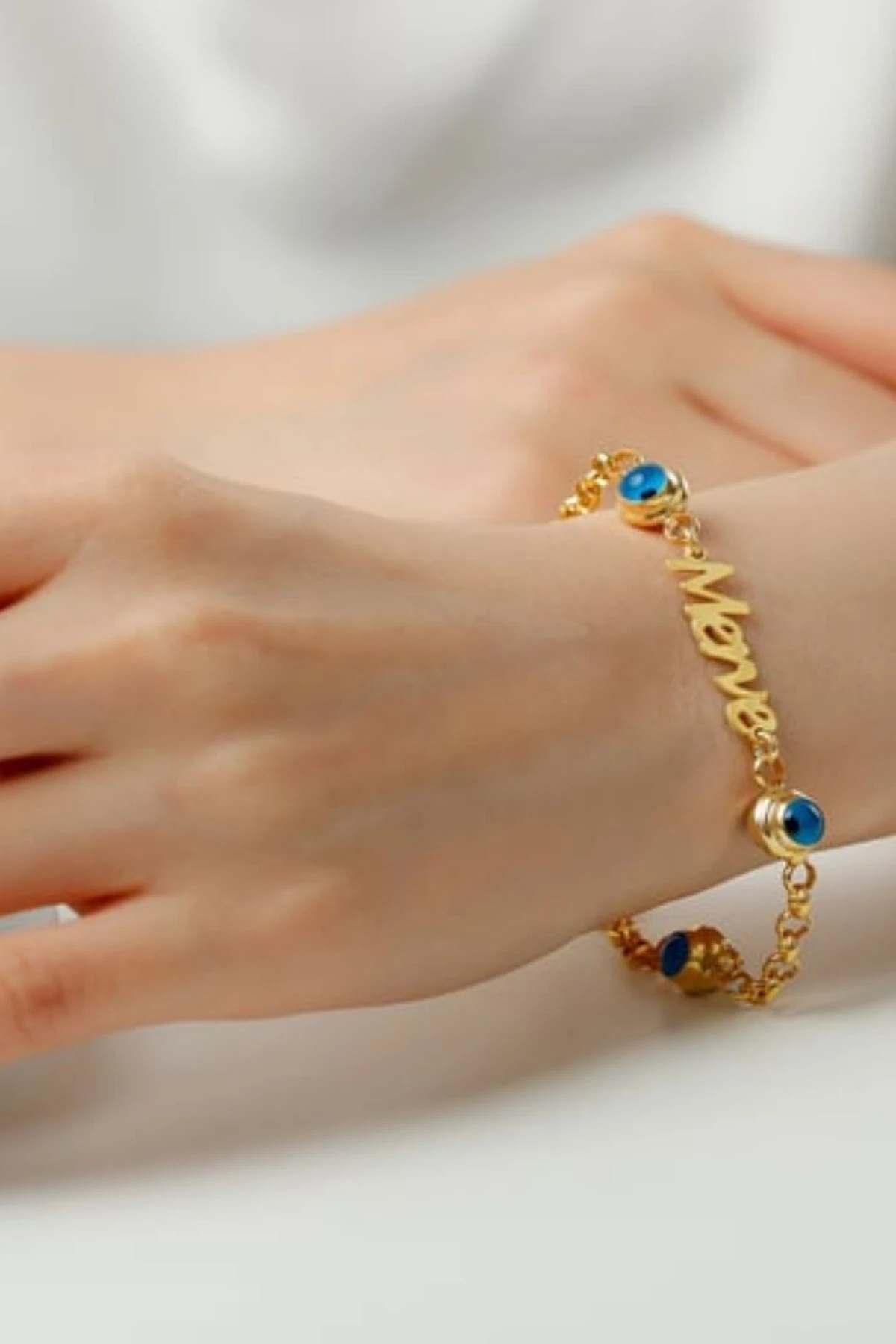 Gümüş Isimli Göz Nazarlı Bileklik