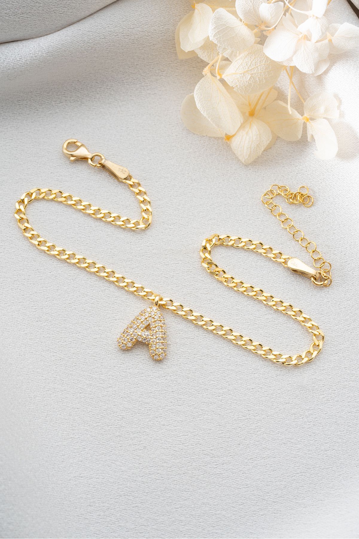 Gümüş Taşlı Balon Harf Halhal