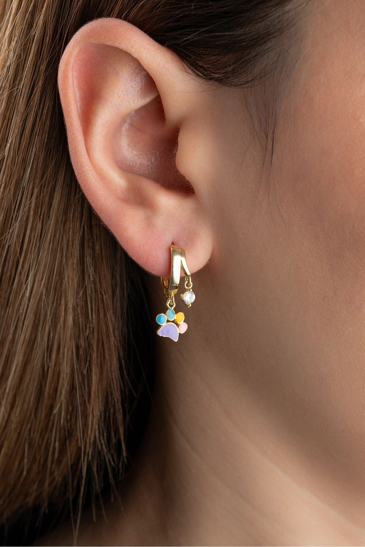 Gümüş Taşlı Pati Küpe