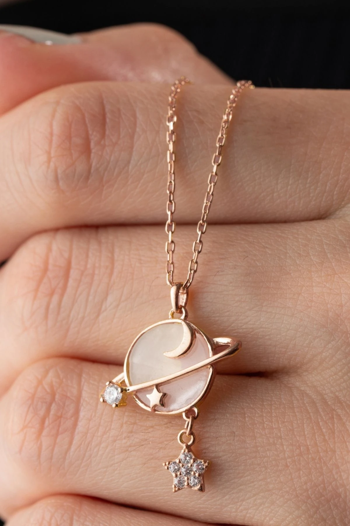 Gümüş Gezegen Kolye