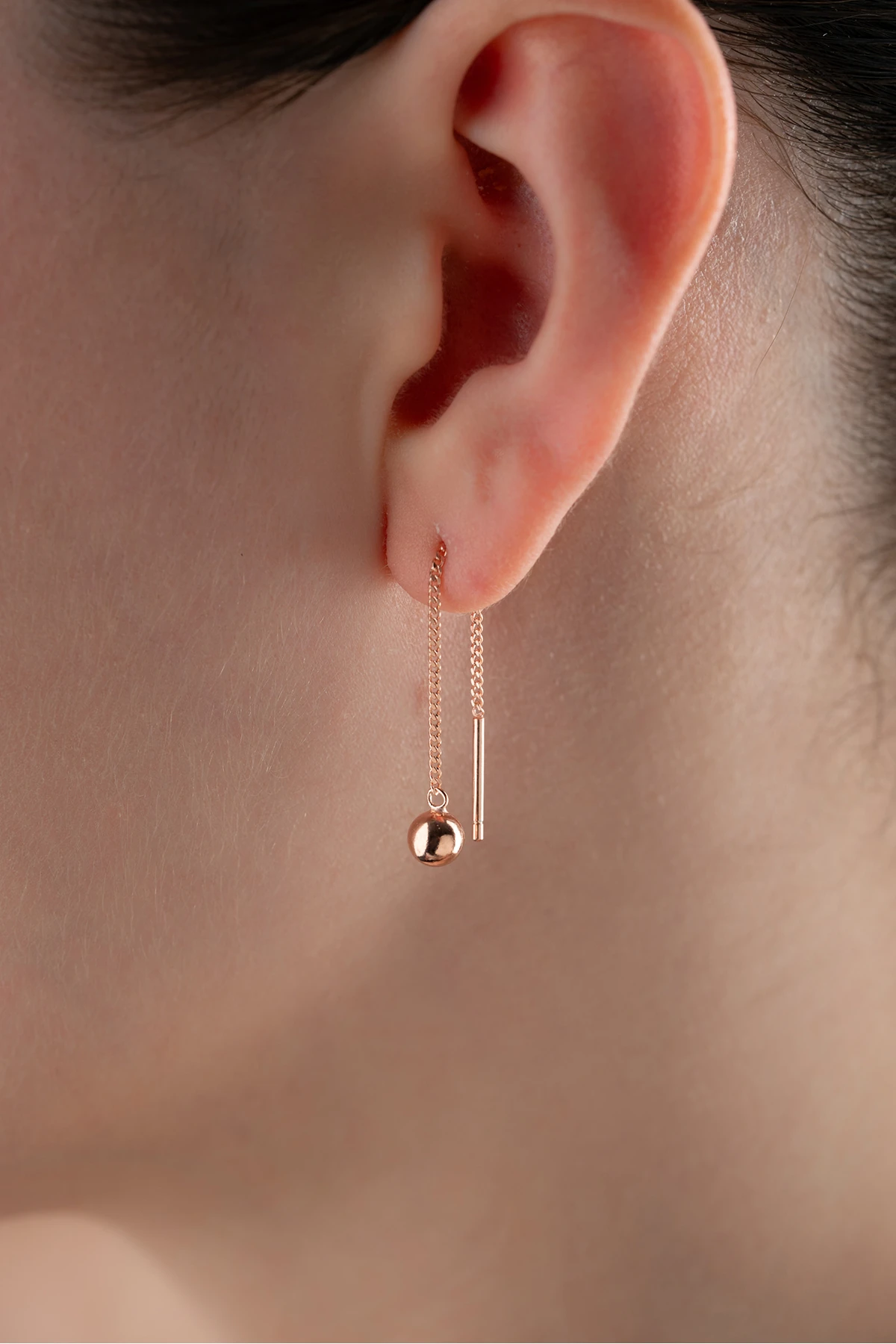 Gümüş Top Zincir Küpe