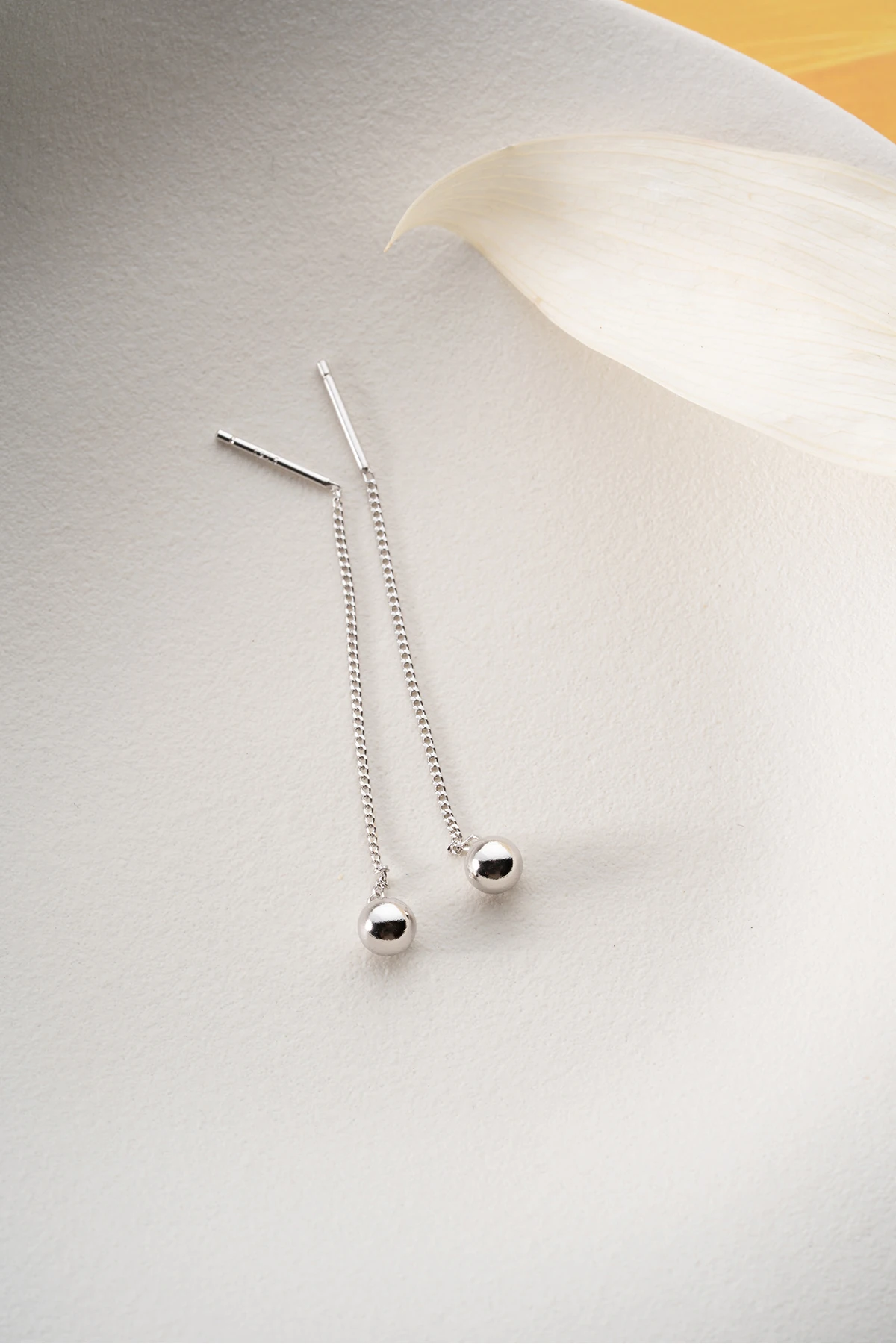 Gümüş Top Zincir Küpe