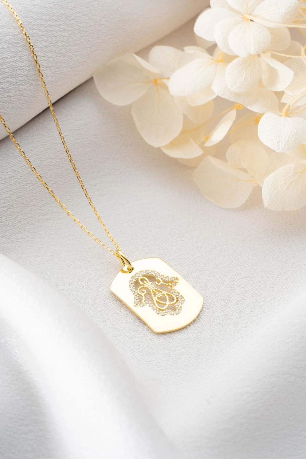 Gümüş Gold Fatma Ana Eli Kolye