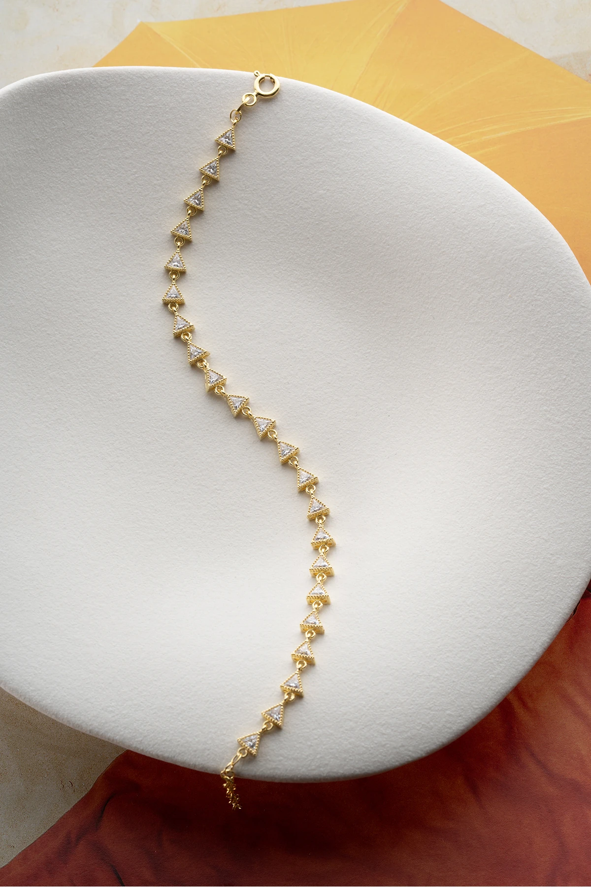 Gümüş Üçgen Taşlı Bileklik