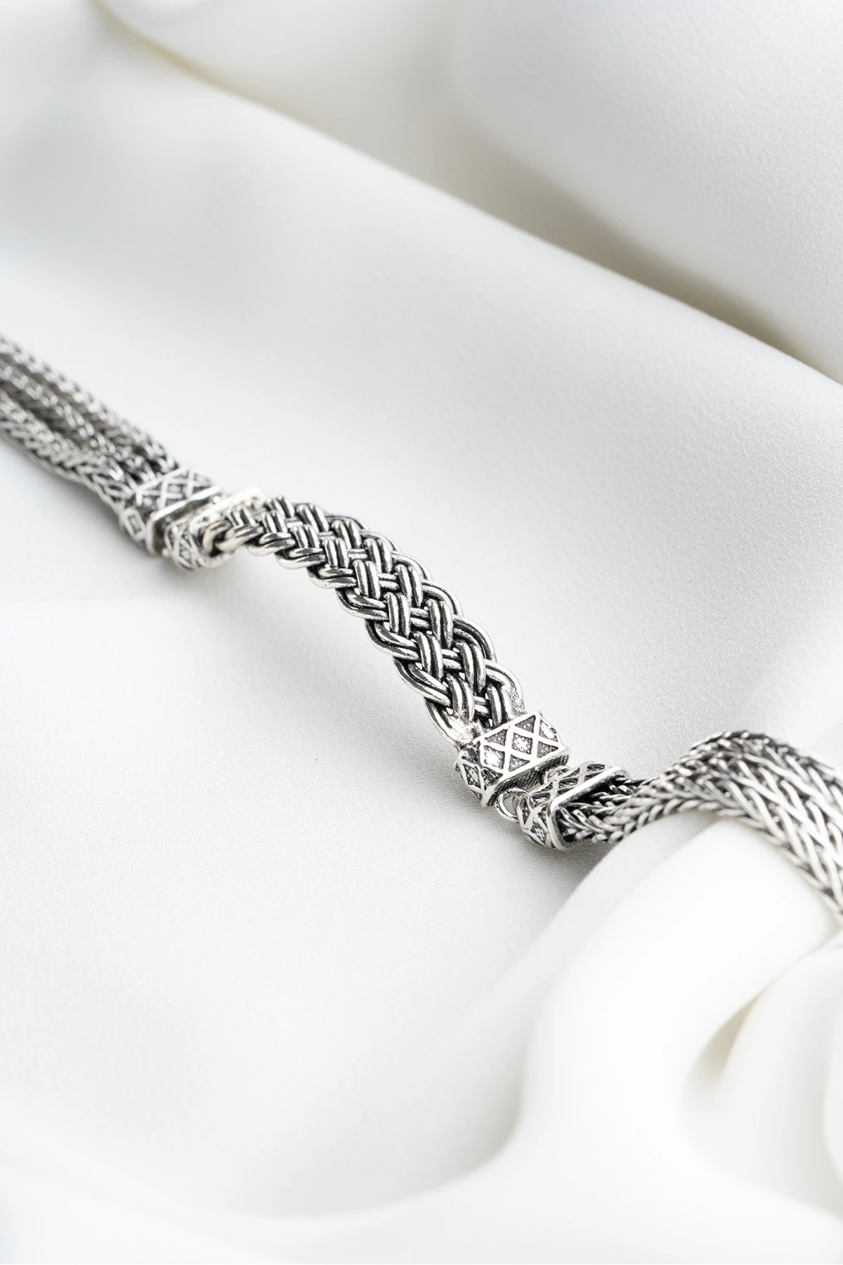 Gümüş Erkek Örgü Bileklik