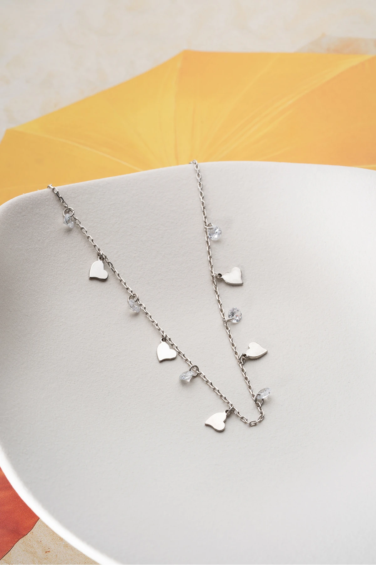 Gümüş Taşlı Kalp Figürlü Halhal