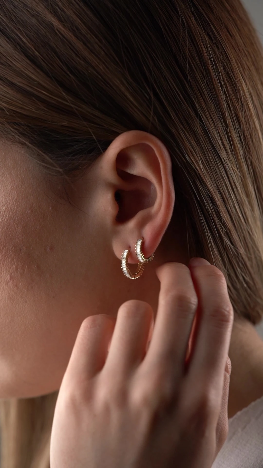 Gümüş Baget Taşlı 2'li Set Halka Küpe