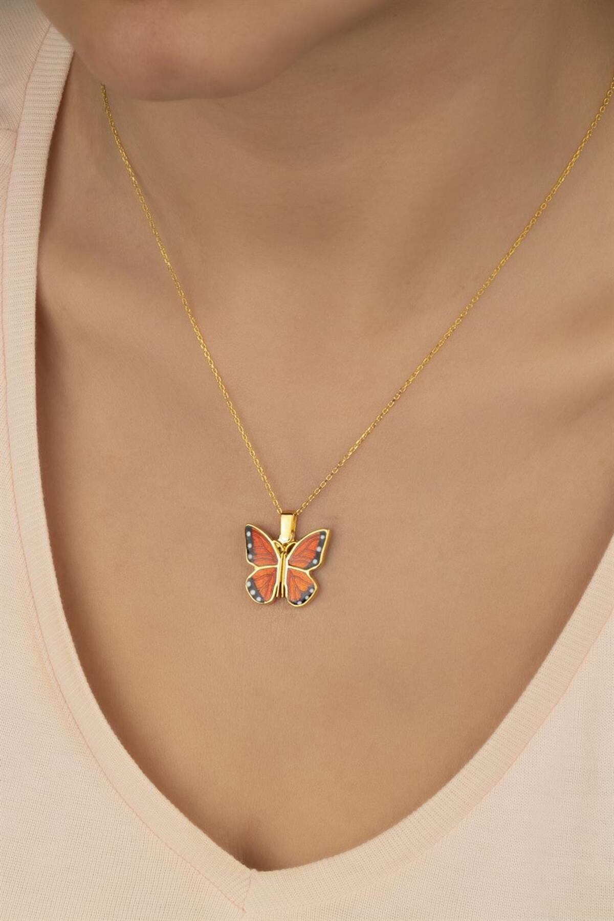 Gümüş Açılabilen Kelebek Kolye