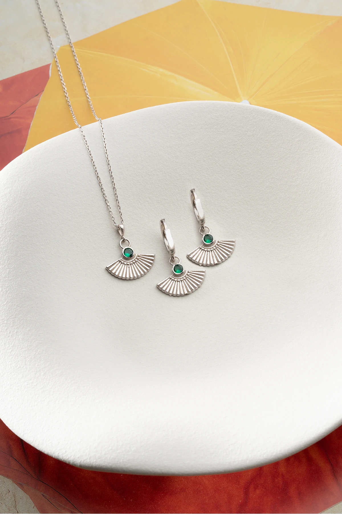 Gümüş Yelpaze Model Takı Seti