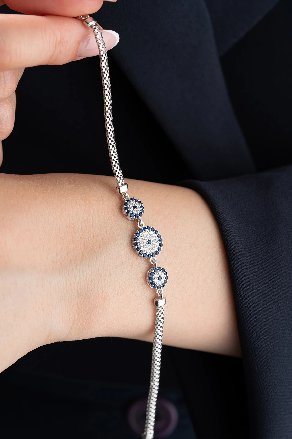 Gümüş 3'lü Nazar Bileklik