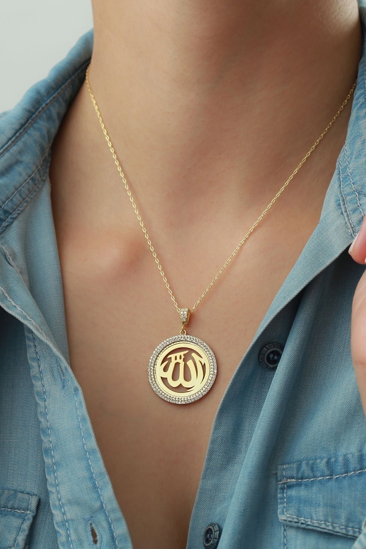 Gümüş Allah Lafzı Kolye