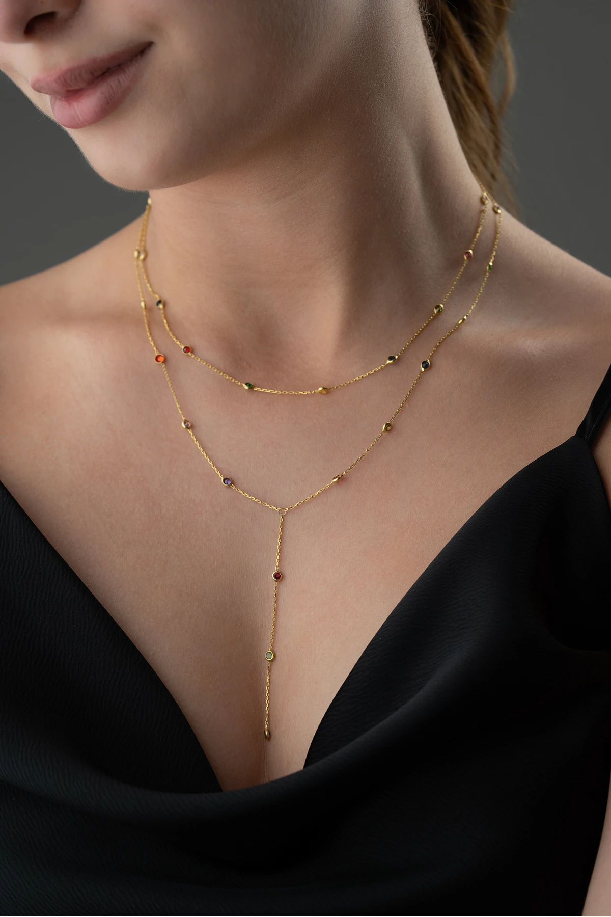 Gümüş Mix Taşlı Salaş Kolye