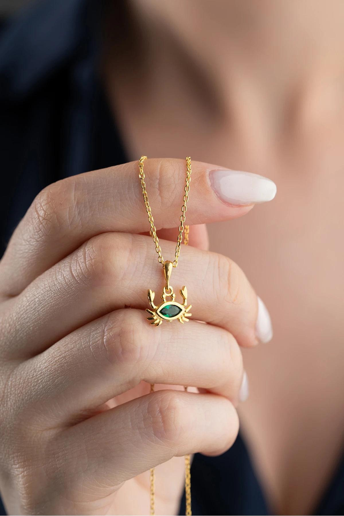 Gümüş Yengeç Model Kolye