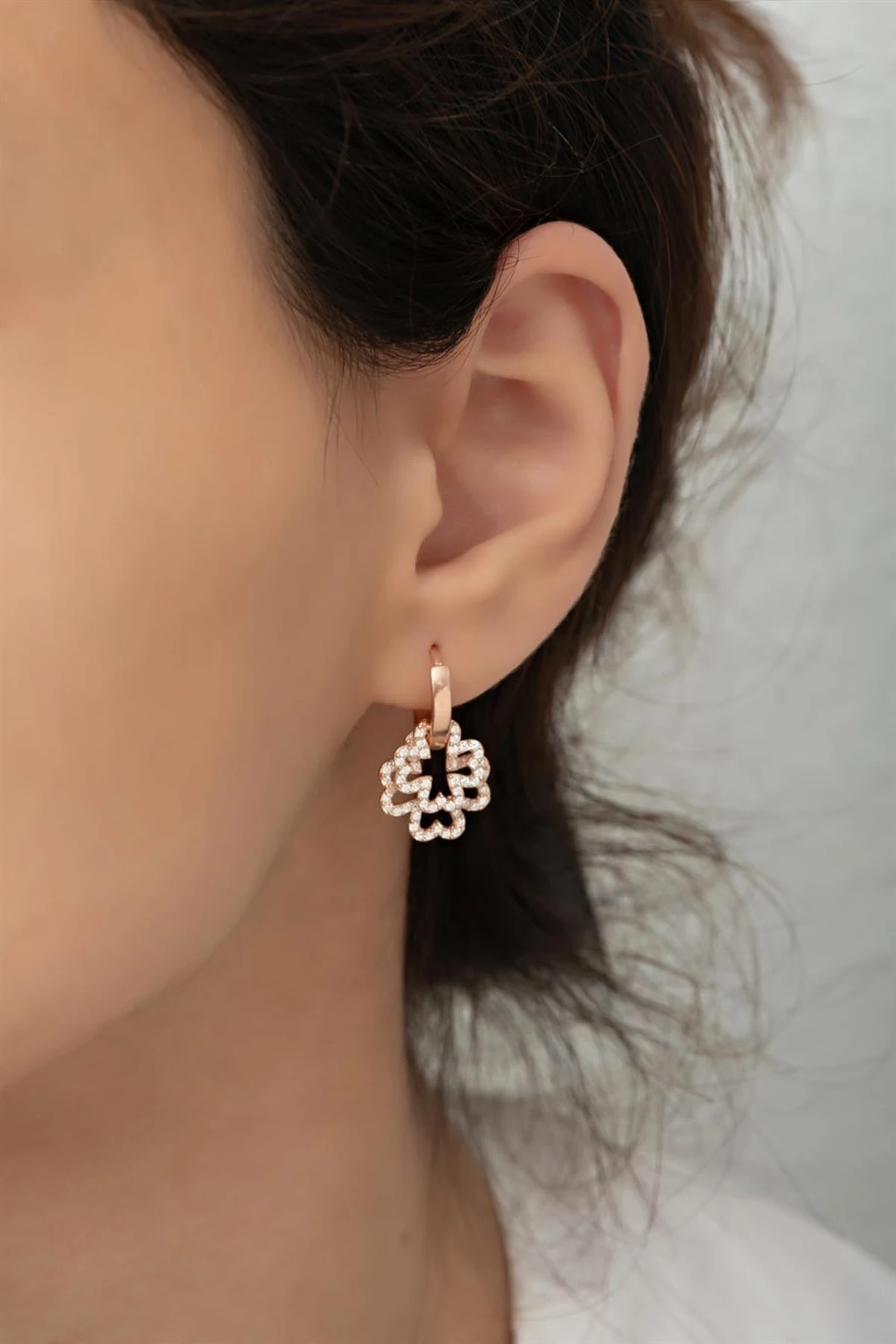 Gümüş Yonca Küpe