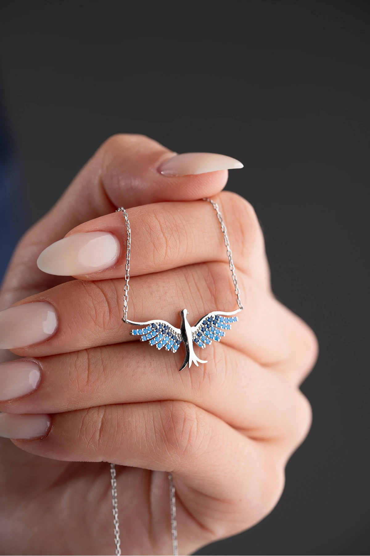 Gümüş Zirkon Taşlı Anka Kuşu Kolye