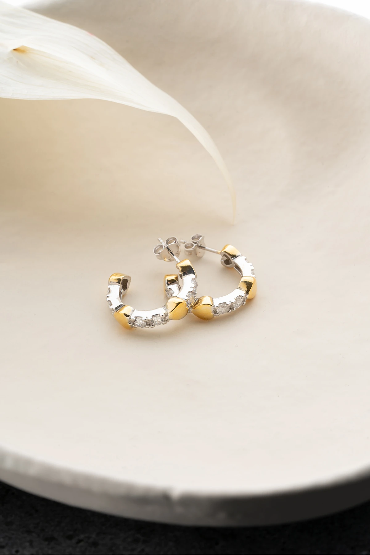 Gümüş Kalpli Trende Model Küpe