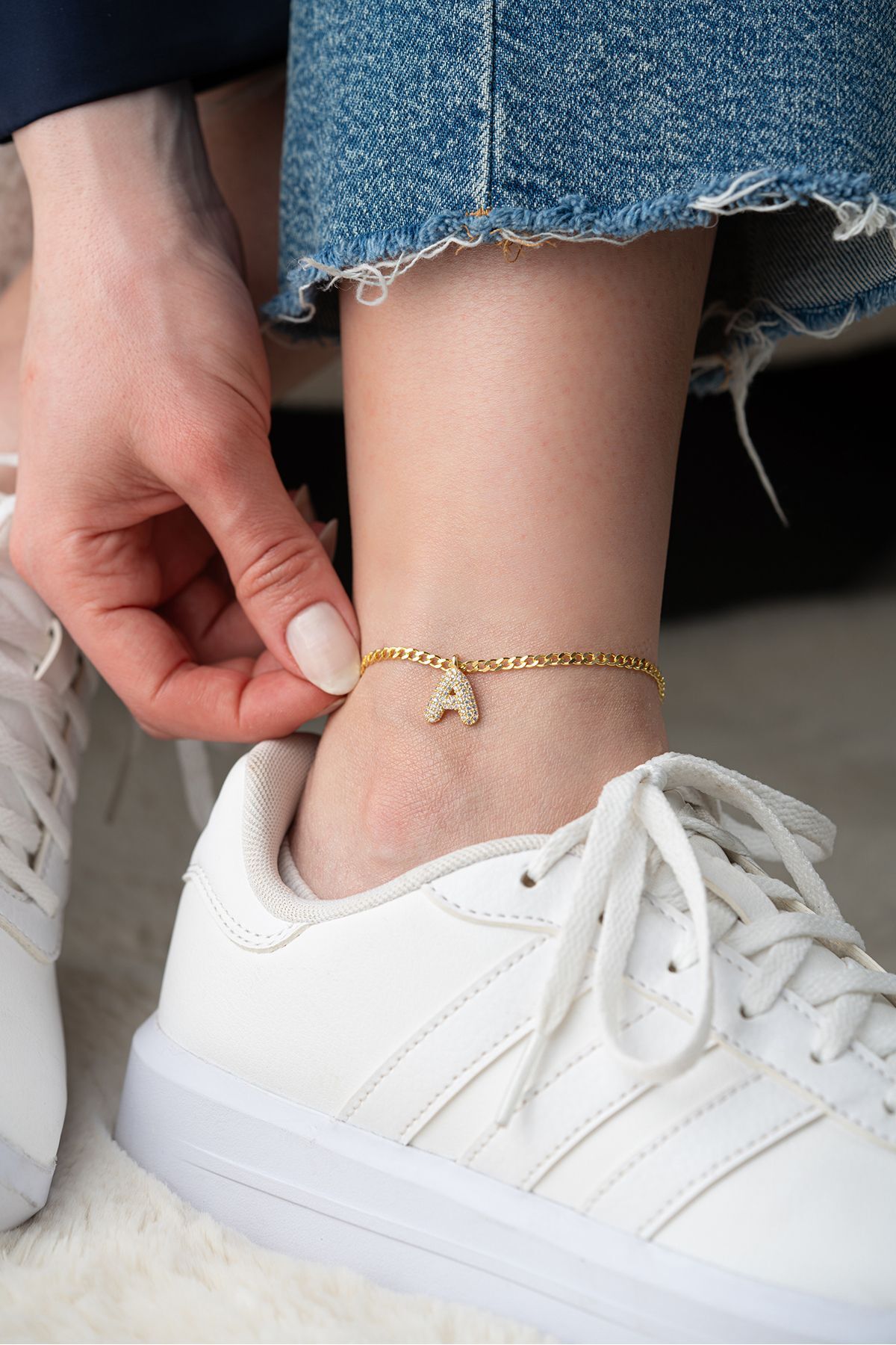 Gümüş Taşlı Balon Harf Halhal