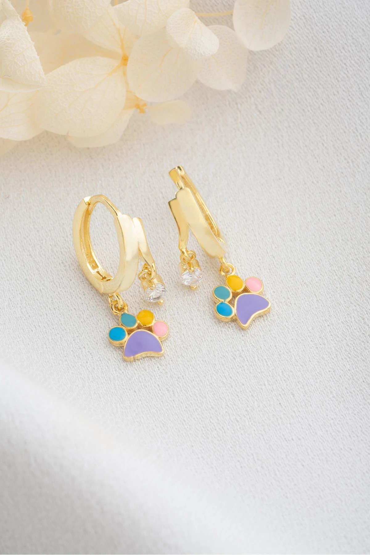 Gümüş Taşlı Pati Küpe