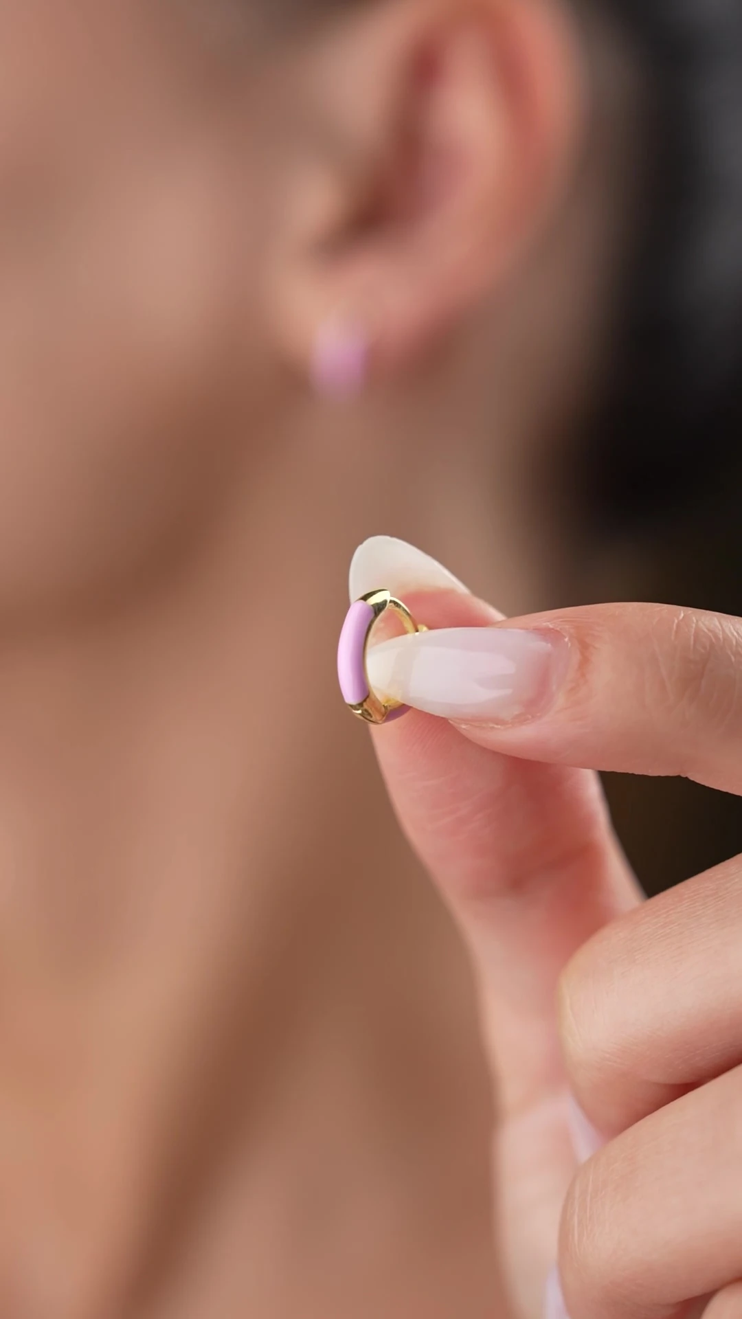 Gümüş Pembe Mineli Halka Çocuk Küpe