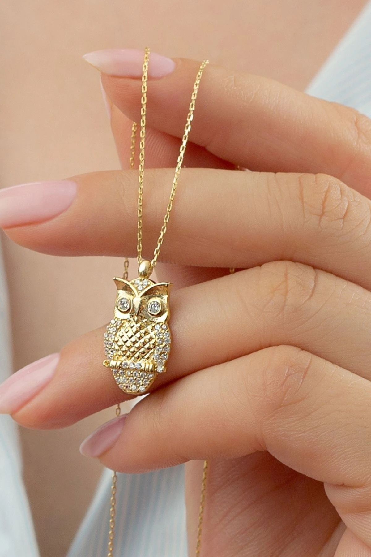 Gümüş Gold Baykuş Kolye