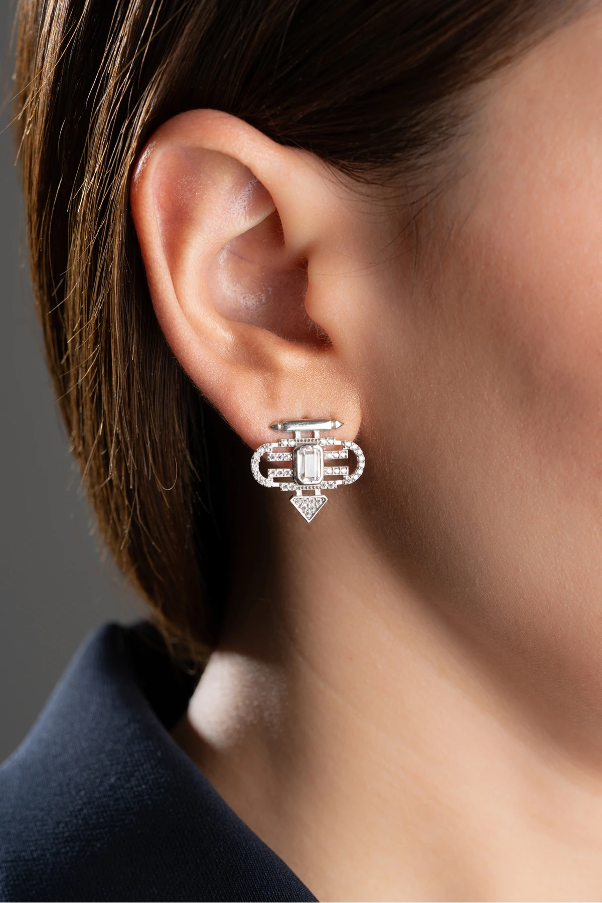 Gümüş Zirkon Taşlı Şeyma Küpe