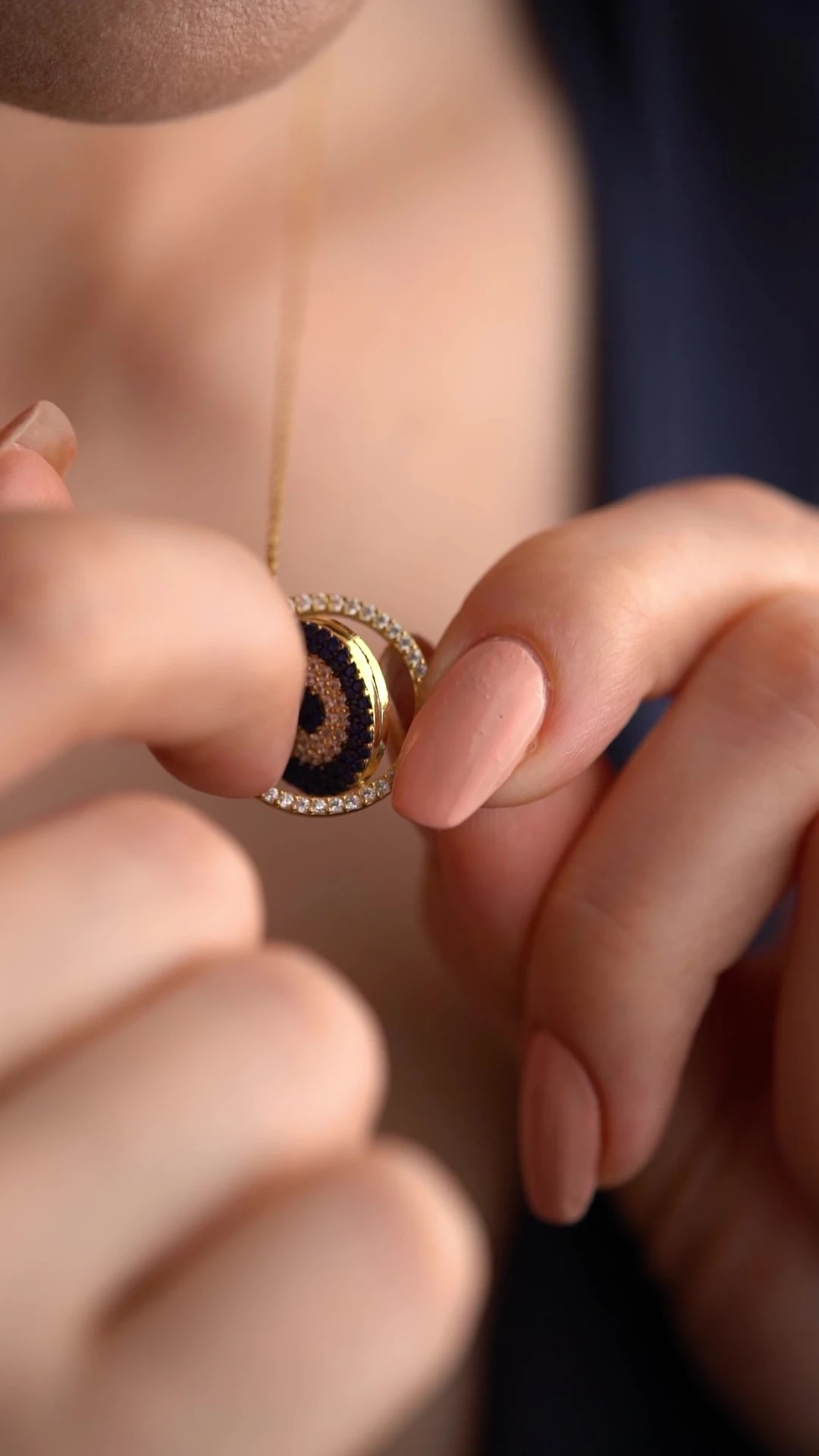 Gümüş Isimli Nazarlı Çift Taraflı Kolye