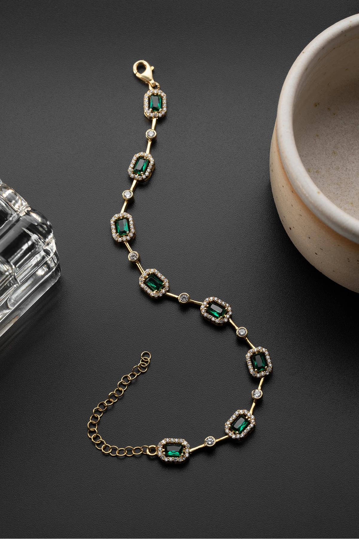 Gümüş Baget Zümrüt Model Bileklik