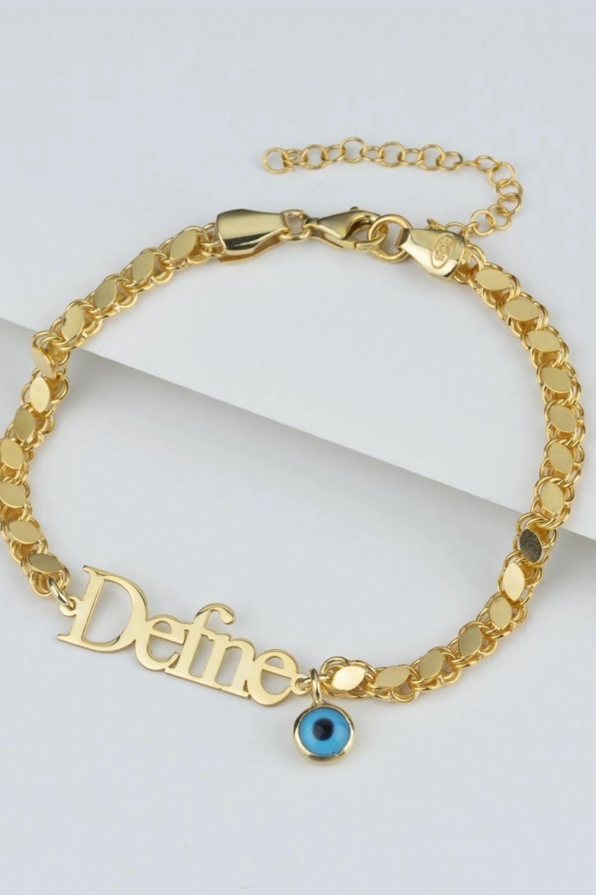 Gümüş Pullu Zincir Isimli Nazarlı Bileklik