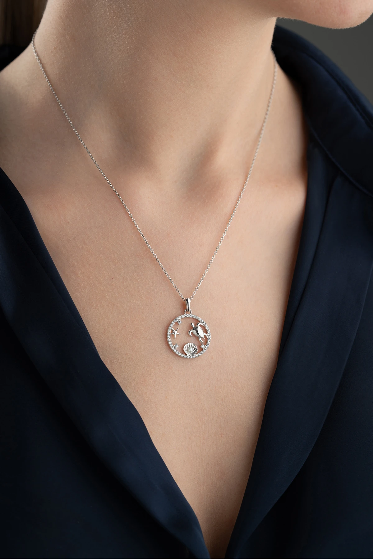 Gümüş Kaplumbağa Kolye