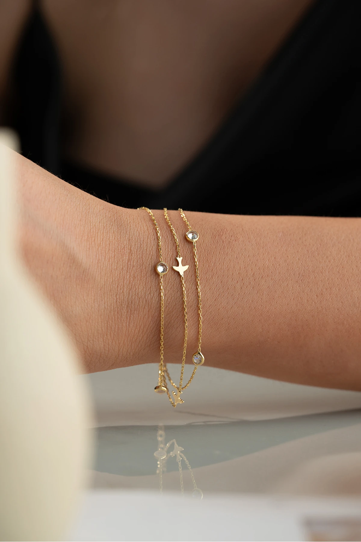 Gümüş Zirkon Taşlı Kuş Bileklik