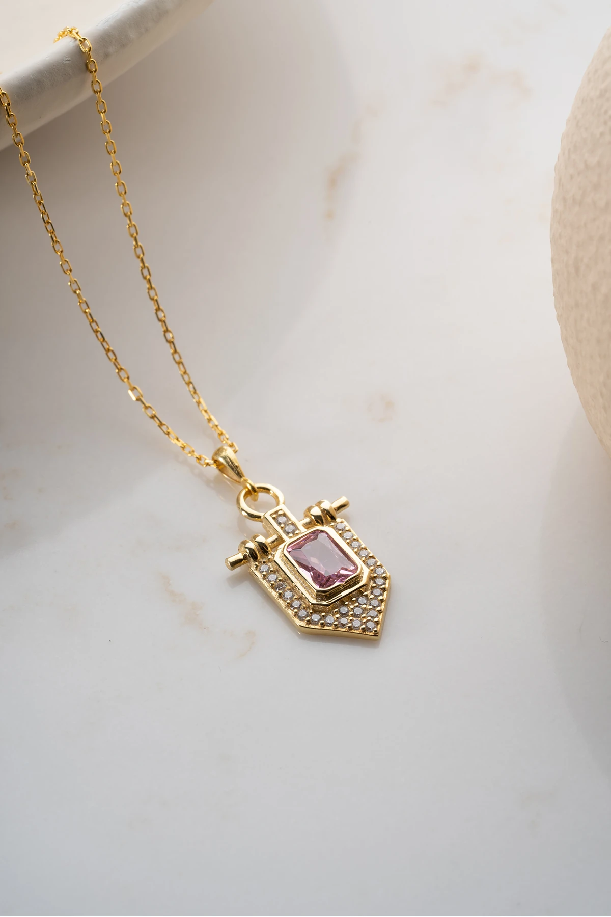 Gümüş Baget Taşlı Kolye