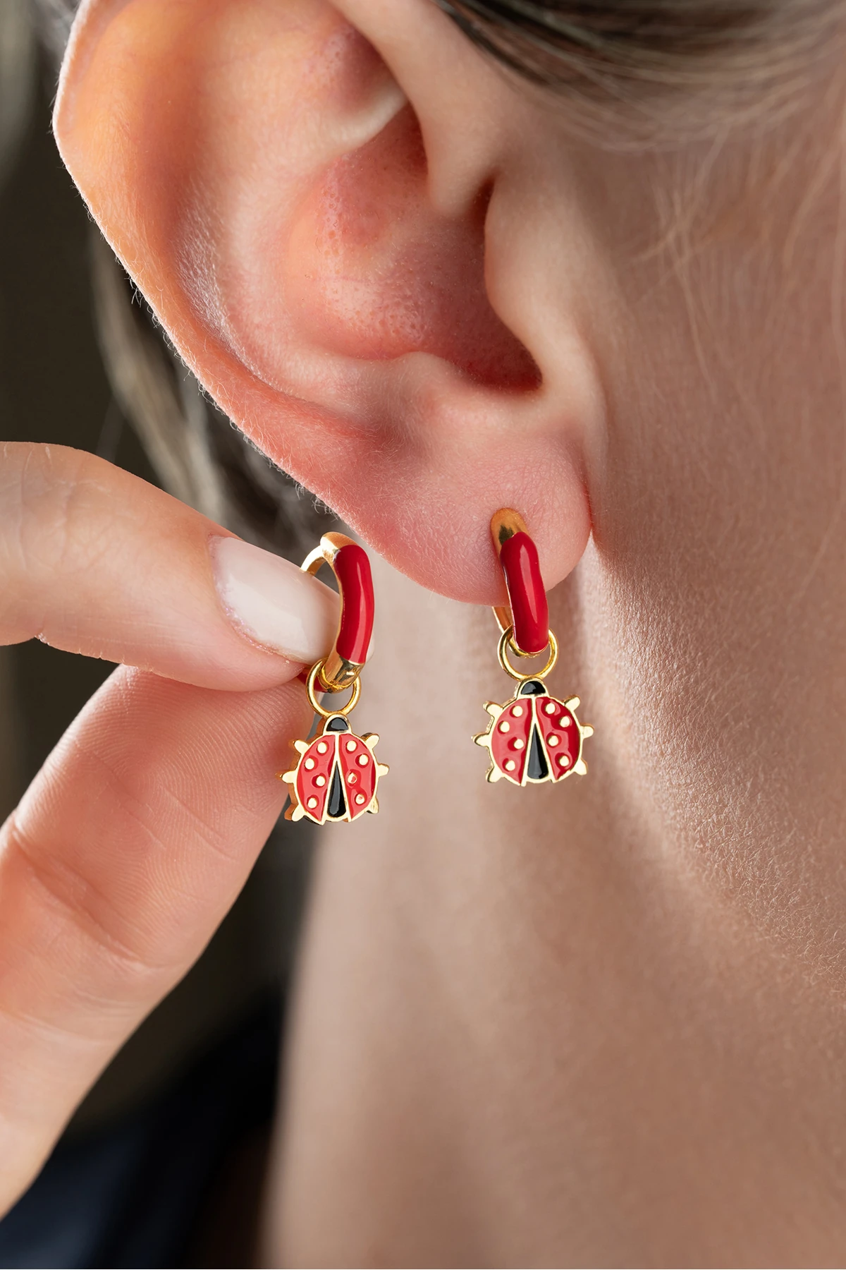 Gümüş Uğur Böceği Çocuk Küpe