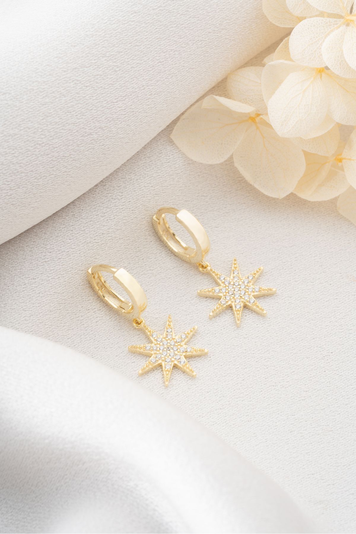 Gümüş Halka Kutup Yıldızı Küpe