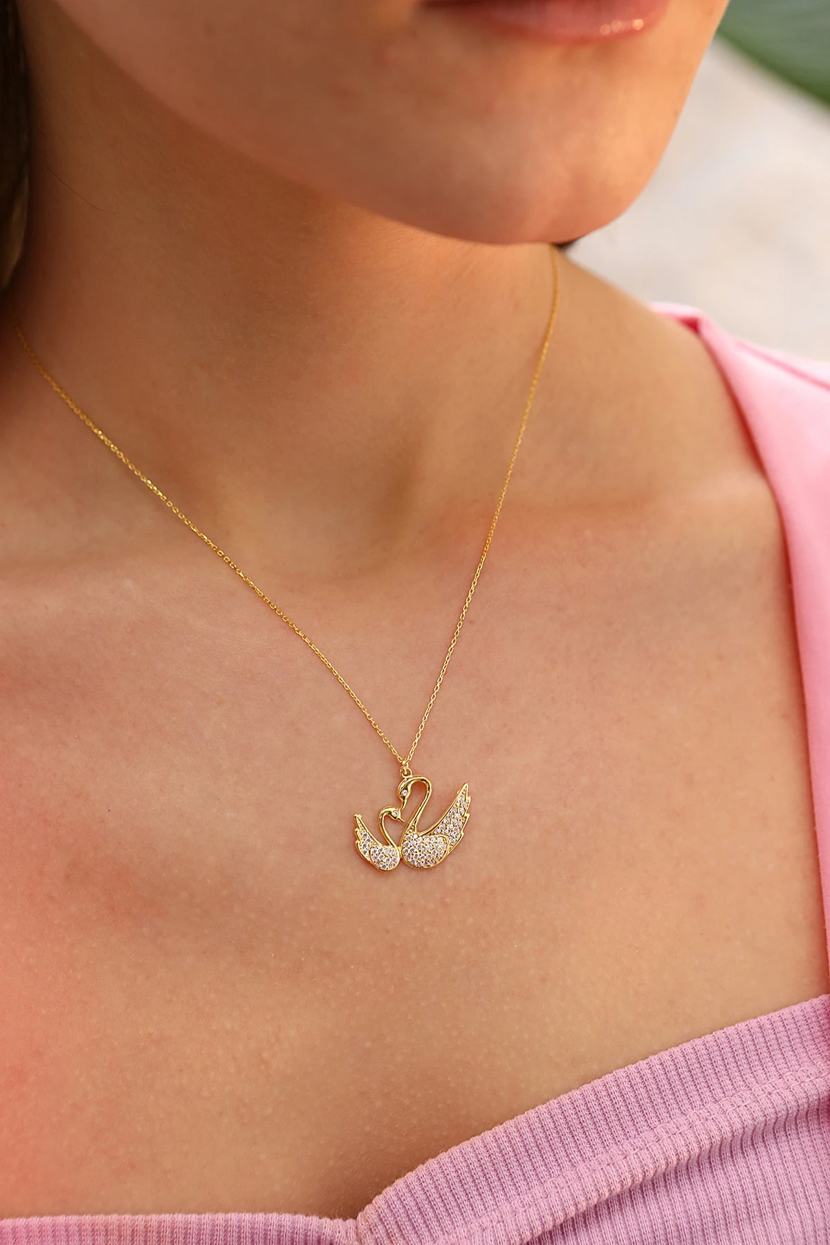 Gümüş Kuğu Kolye