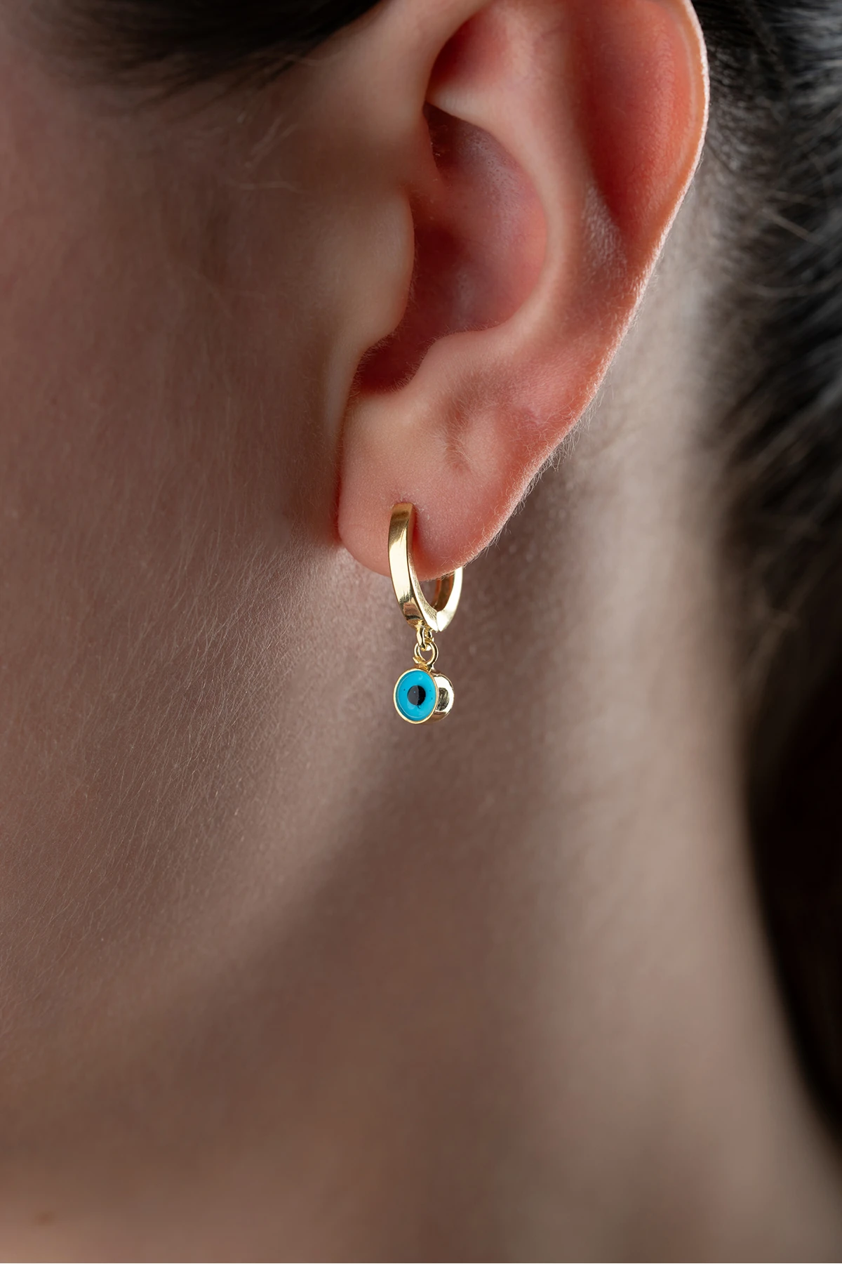 Gümüş Nazar Boncuklu Küpe