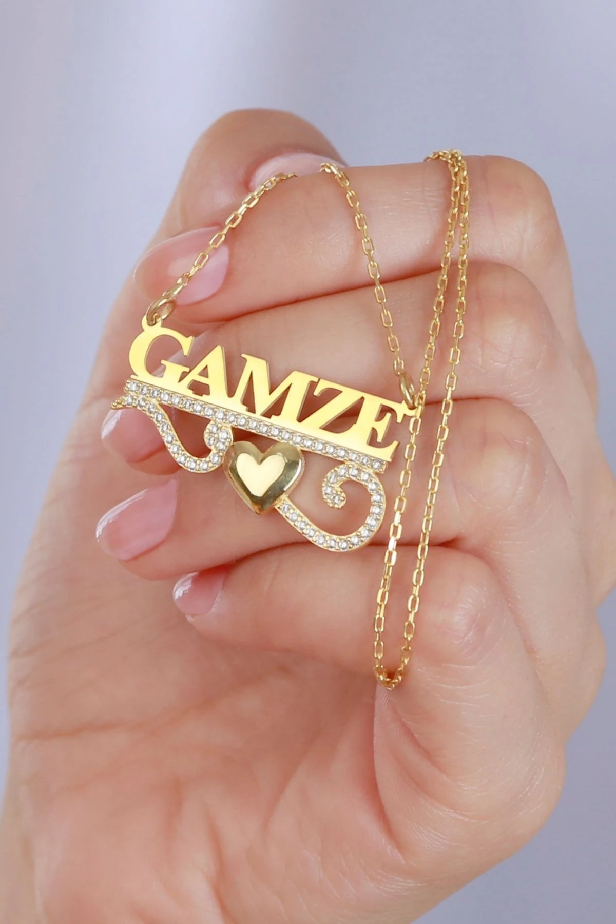 Gümüş Kalpli Isimli Kolye