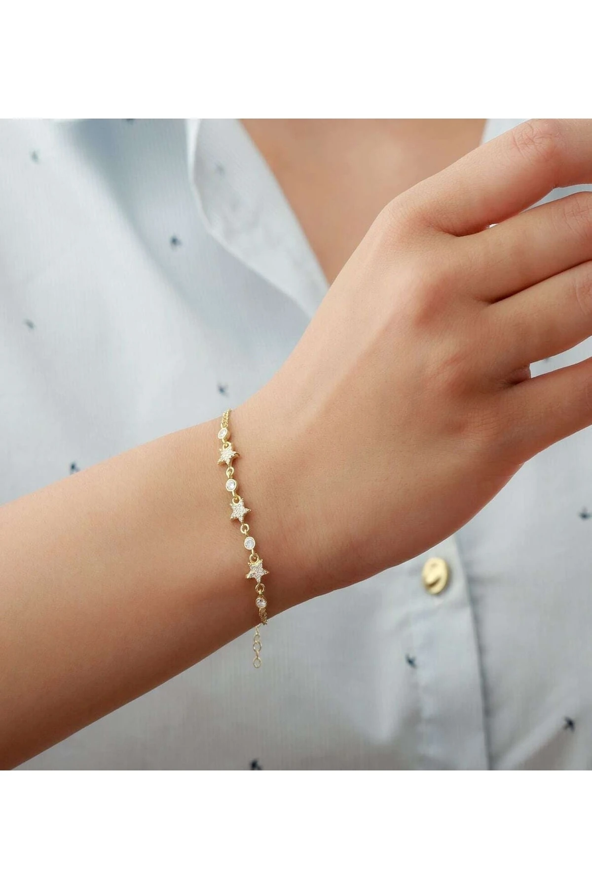 Gümüş Yıldızlı Bileklik