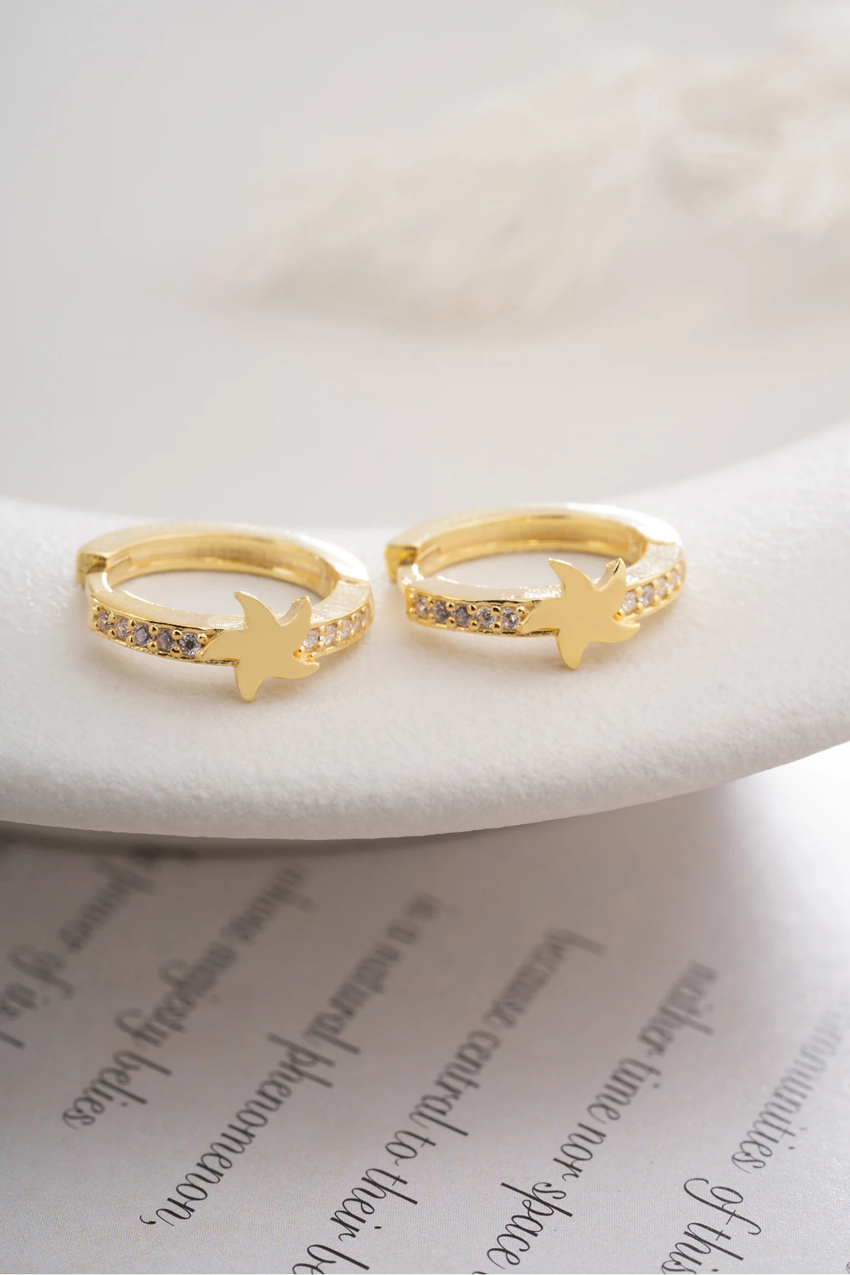 Gümüş Yıldızlı Halka Küpe