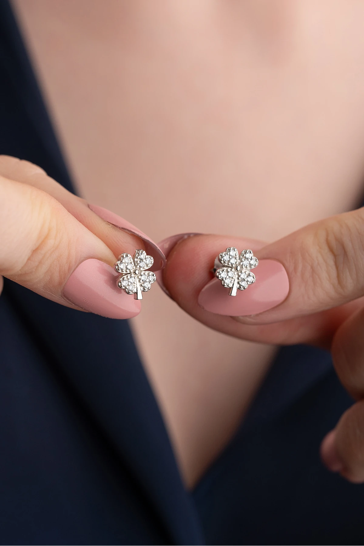 Gümüş Yonca Küpe