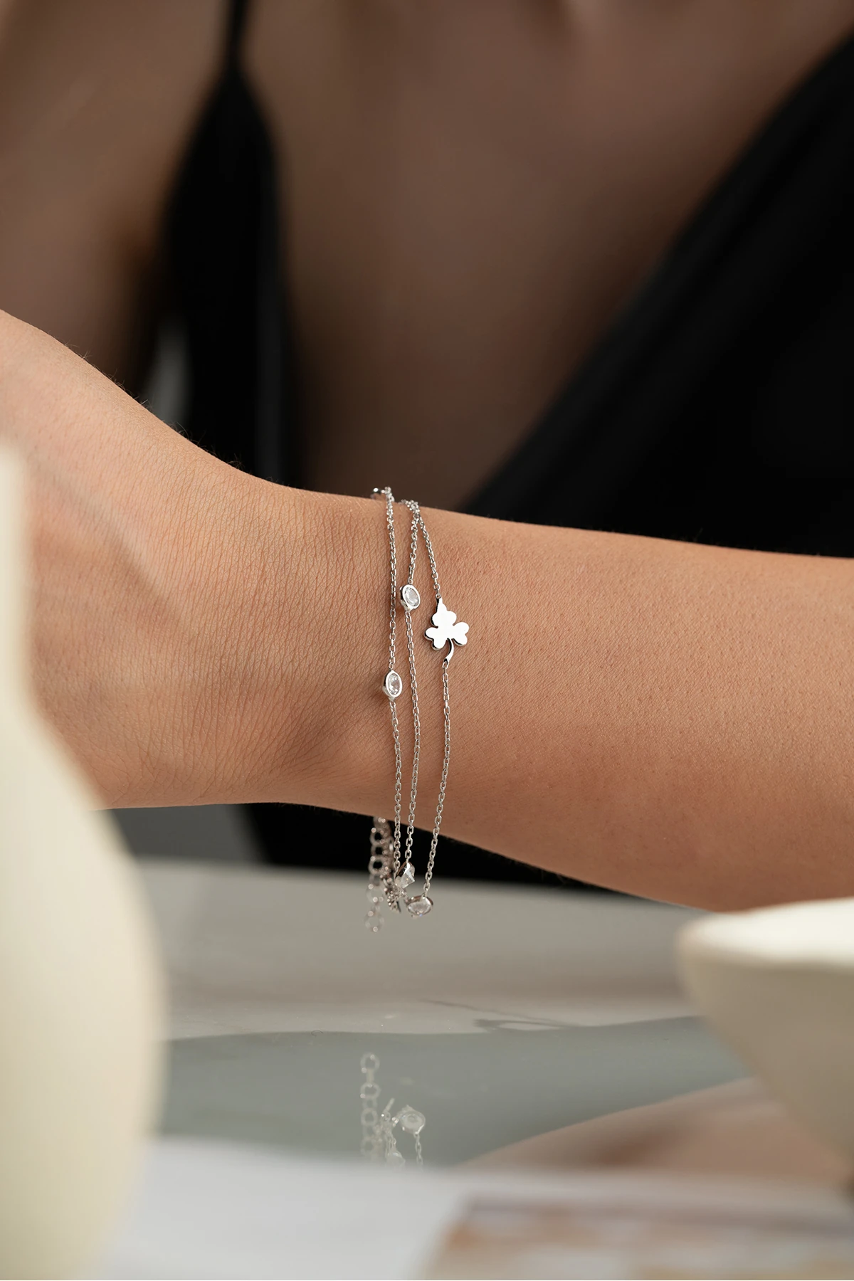 Gümüş Yonca Model Bileklik