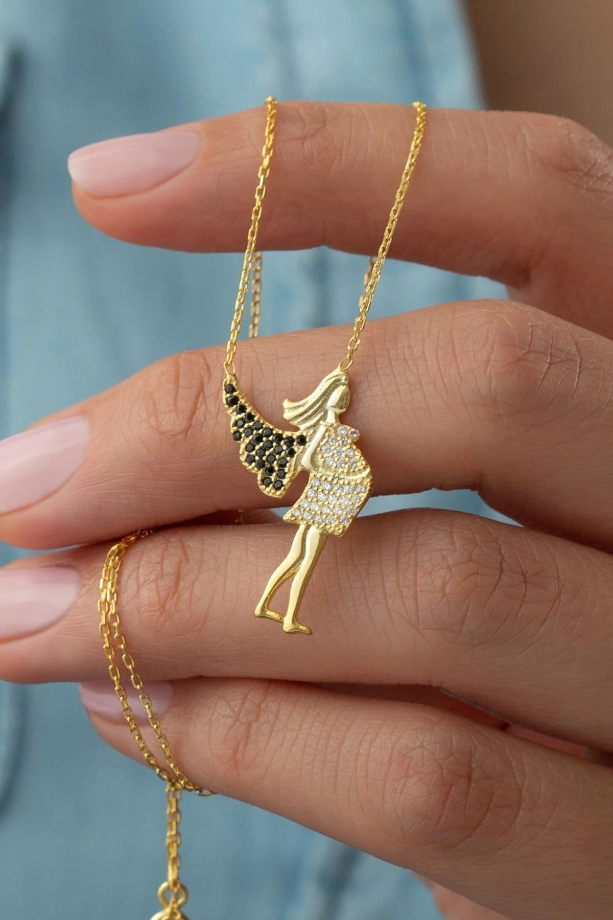 Gümüş Hamile Melek Annem Kolye