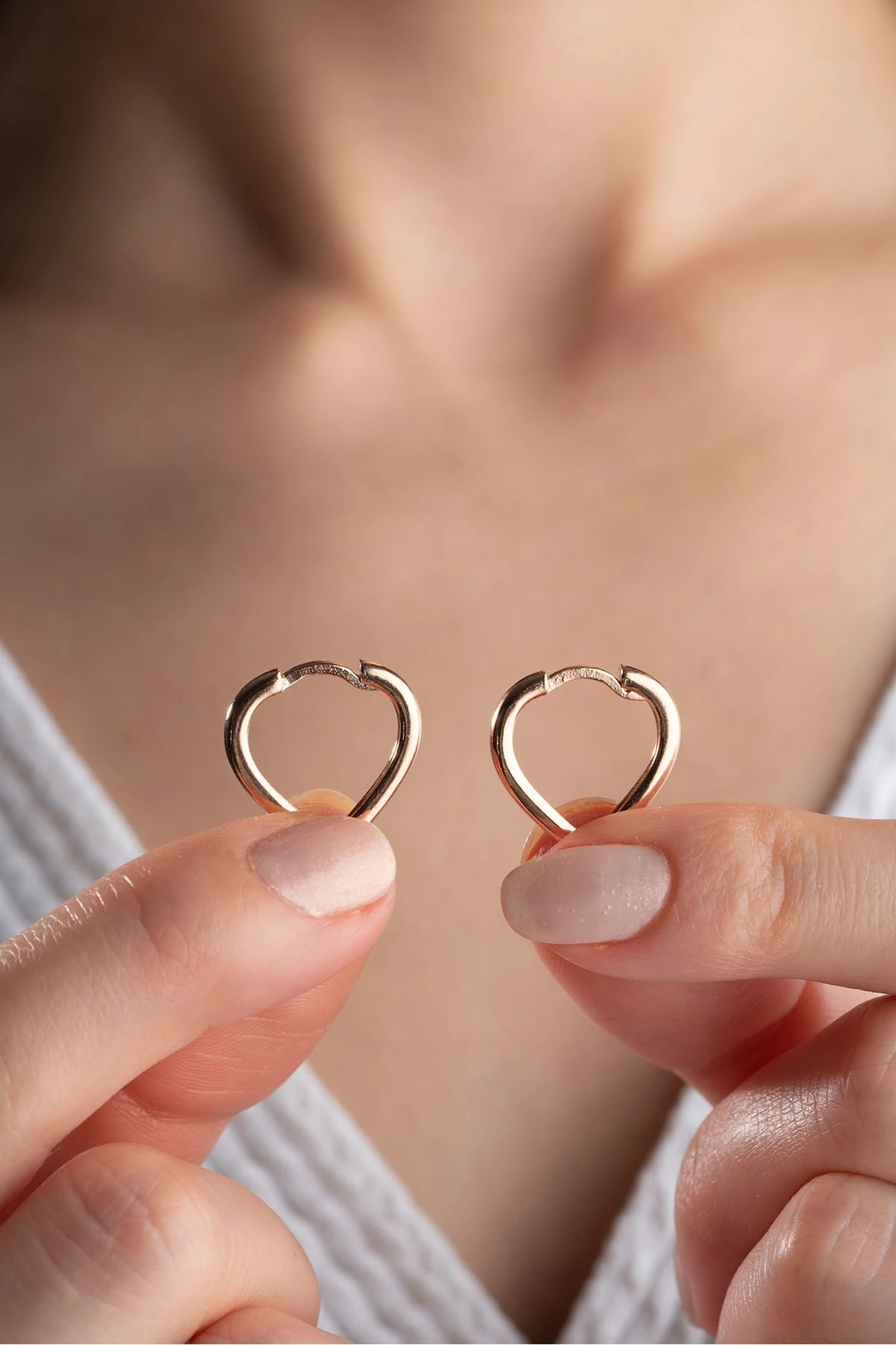 Gümüş Taşsız Kalp Küpe