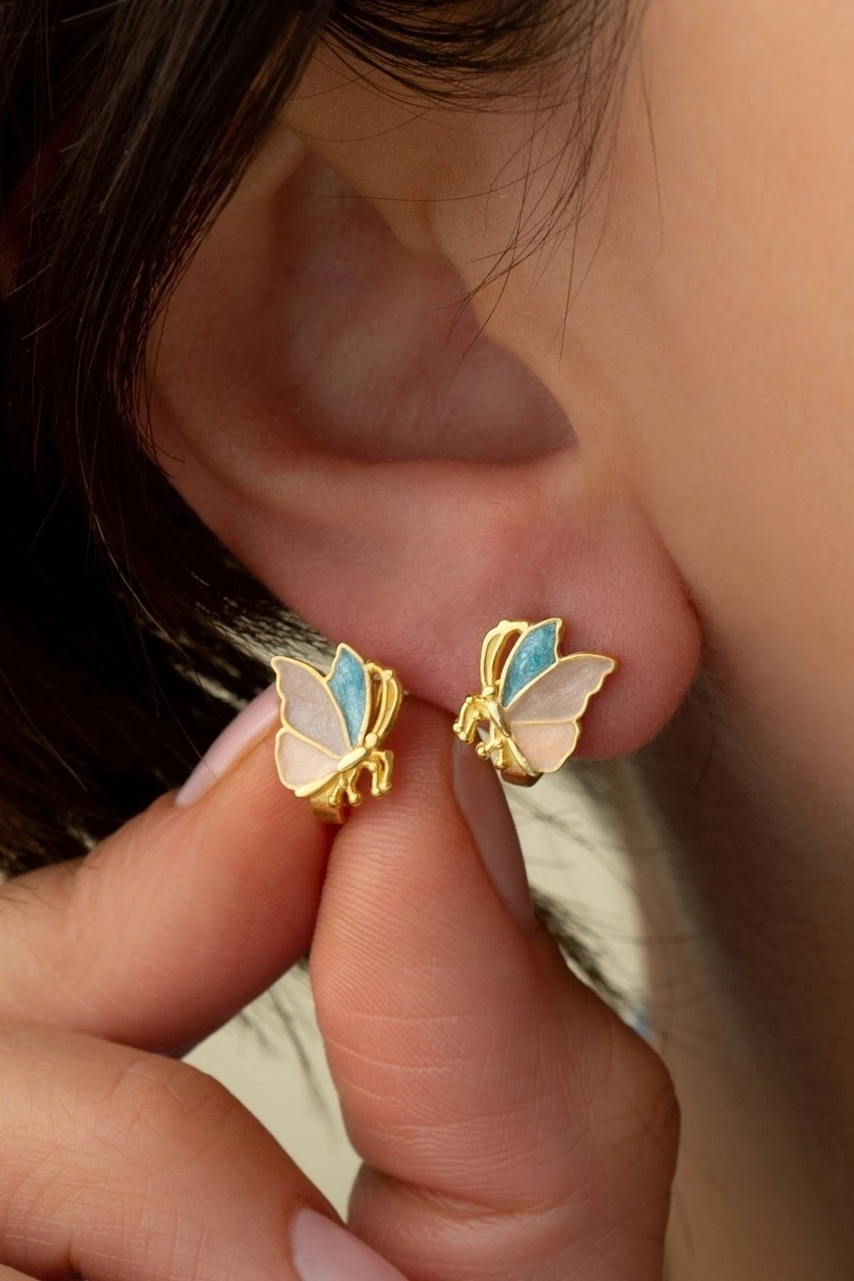 Gümüş Kelebek Çocuk Küpesi