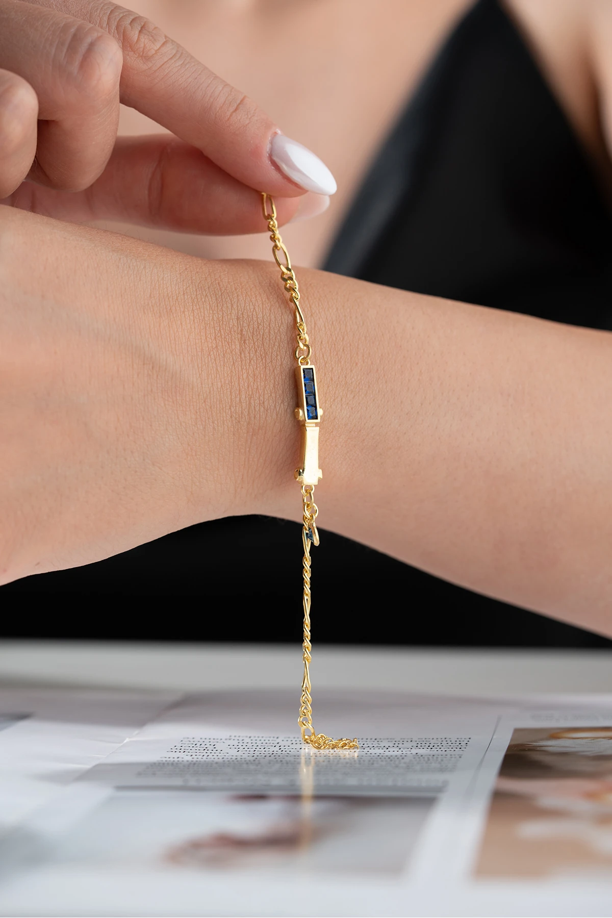 Gümüş Mavi Baget Taşlı Bileklik