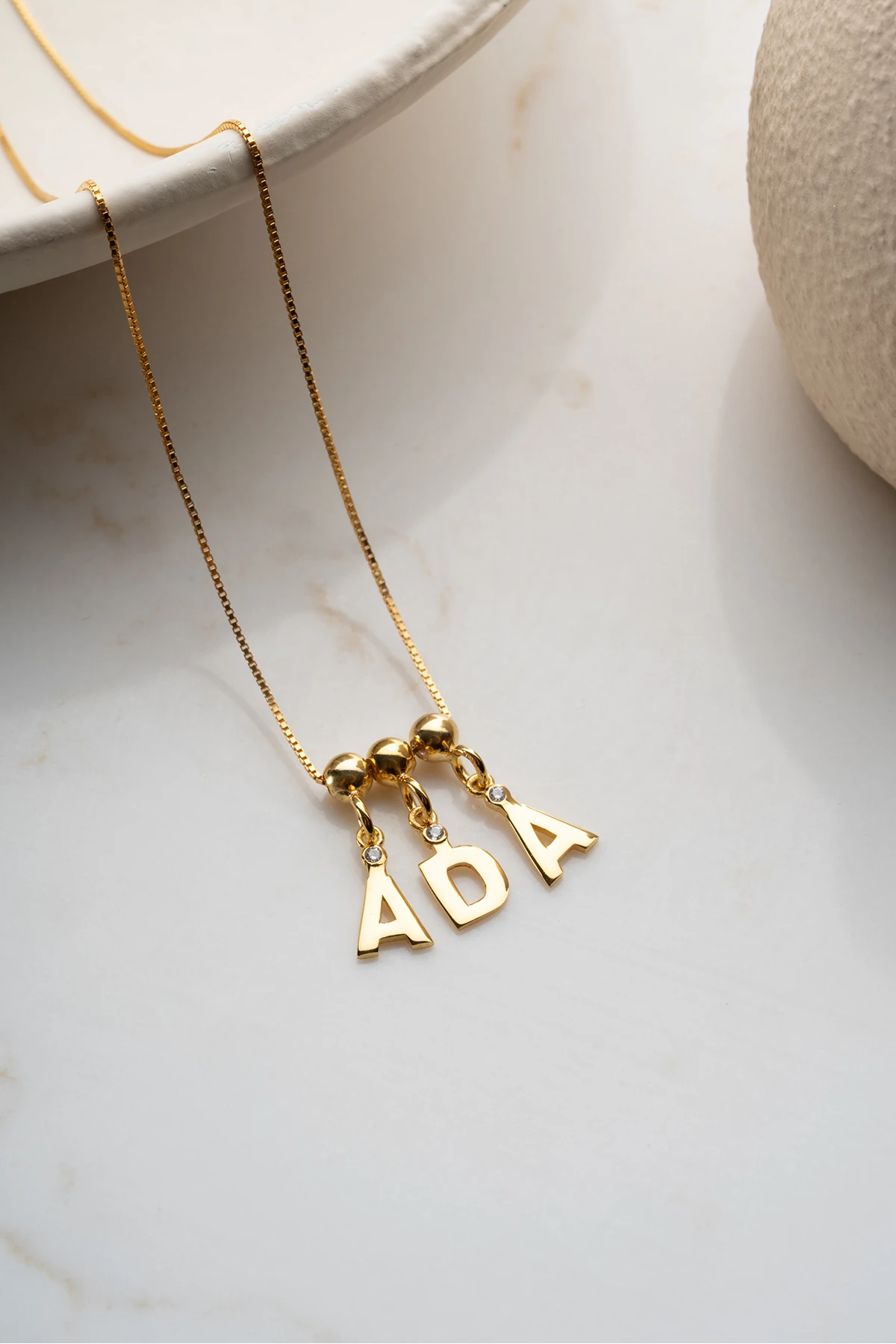 Gümüş Kişiye Özel Taşlı İsim Kolye